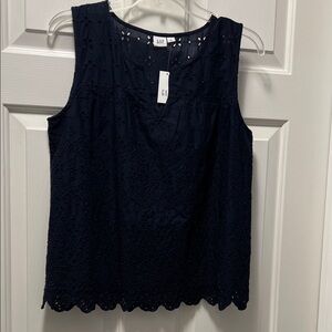 GAP Women's Dark Blue Eyelet Blouse